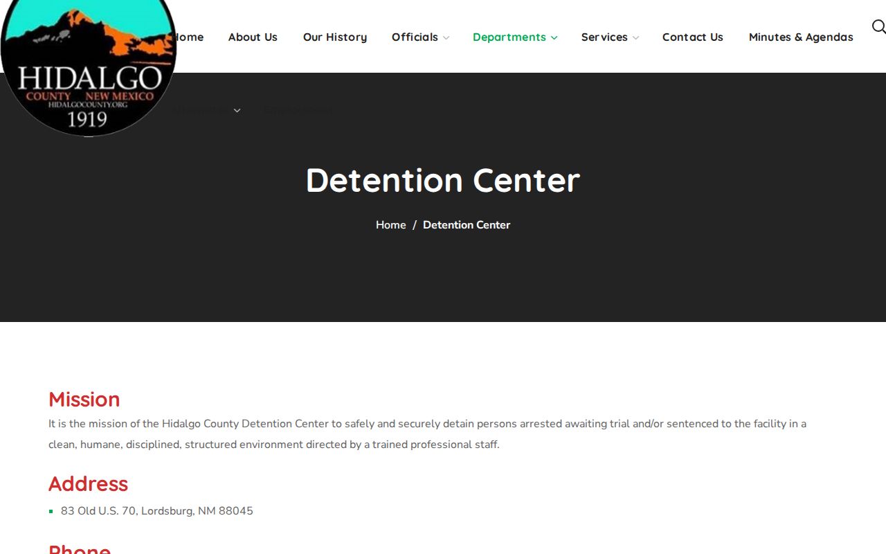 Hidalgo County Detention Center booking records contact page